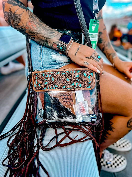Western Clear Fringe Crossbody – Stylish & Stadium Approved