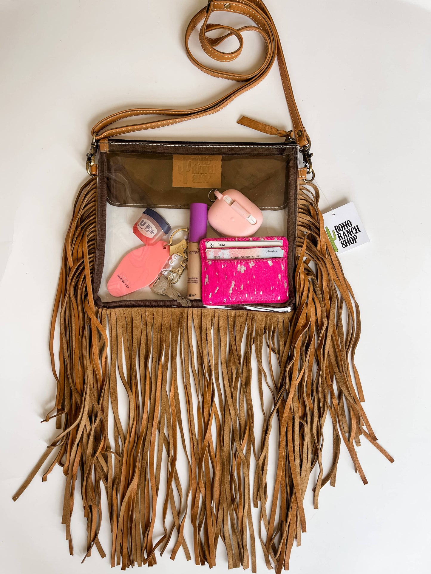 Western Clear Fringe Crossbody – Stylish & Stadium Approved