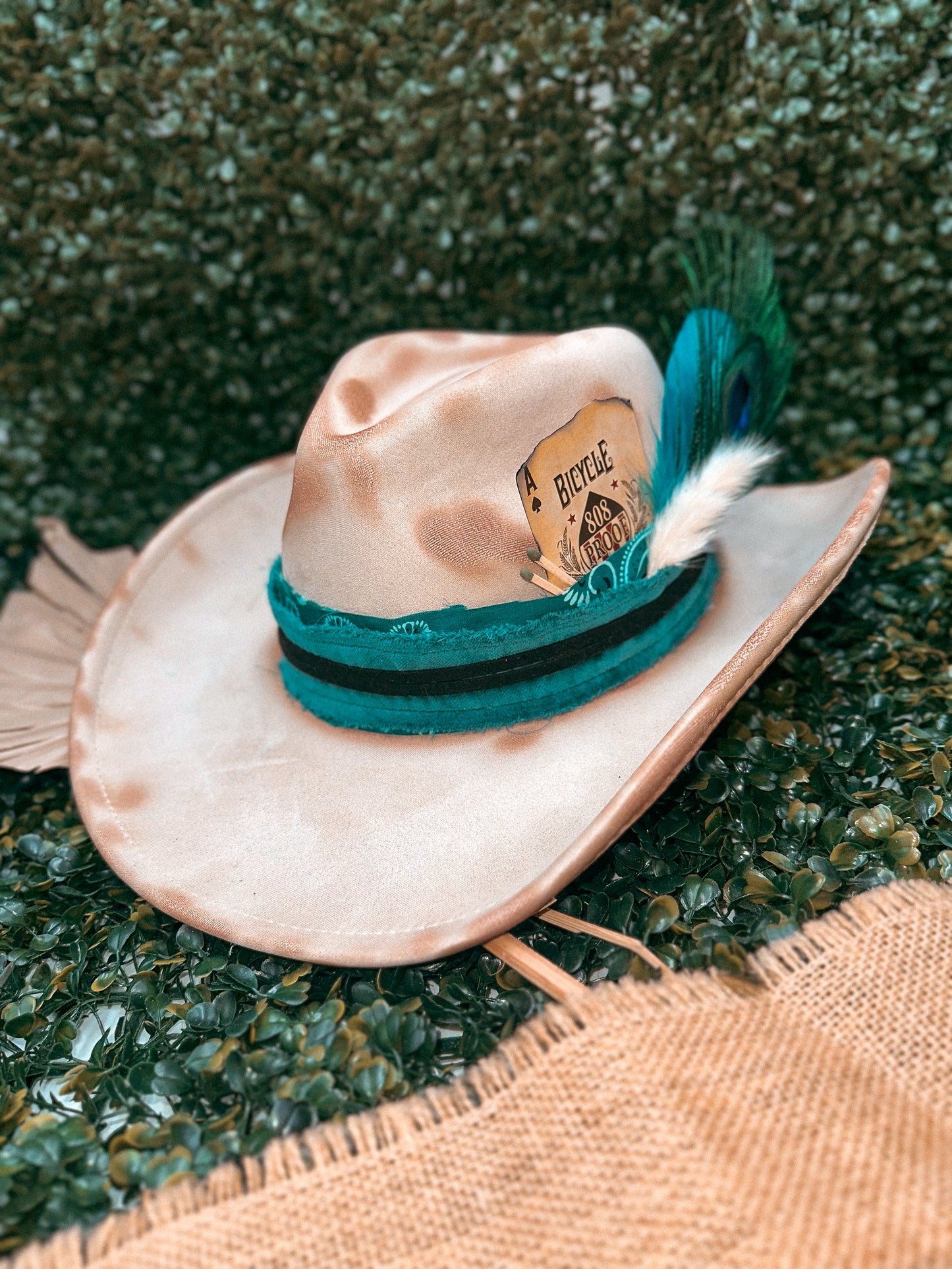Redbird Exclusive "High Stakes & Wild Feathers" Vegan Suede Cowboy Hat
