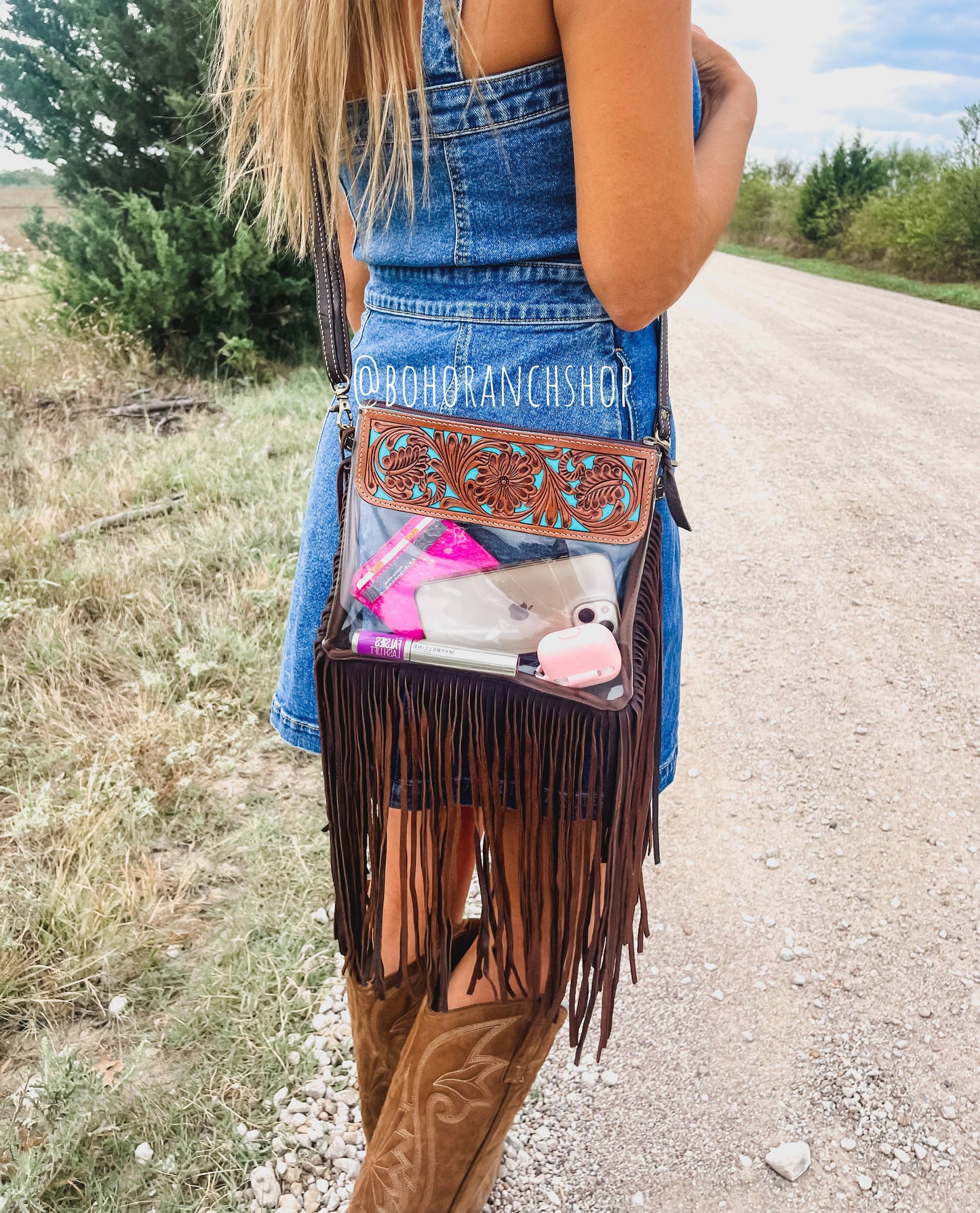 Western Clear Fringe Crossbody – Stylish & Stadium Approved
