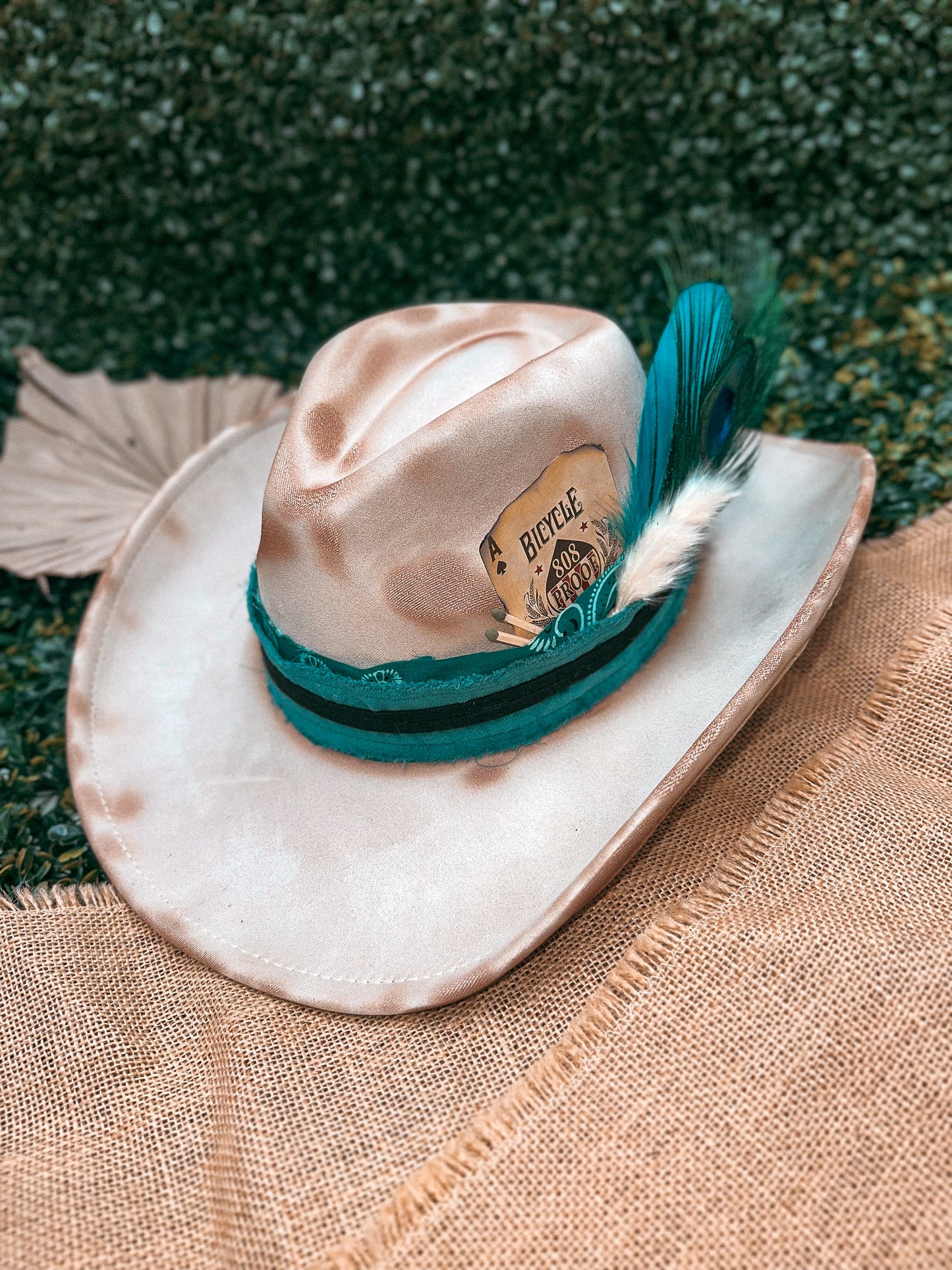 Redbird Exclusive "High Stakes & Wild Feathers" Vegan Suede Cowboy Hat