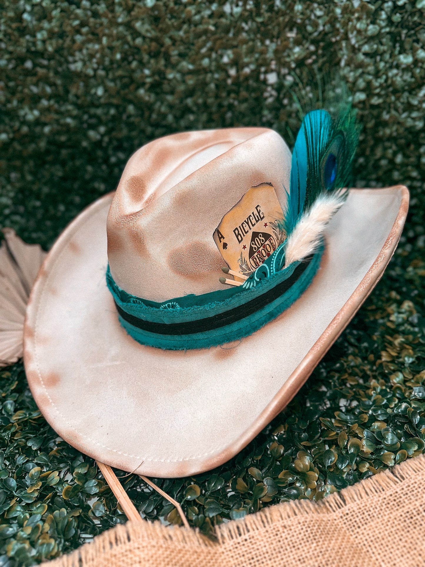 Redbird Exclusive "High Stakes & Wild Feathers" Vegan Suede Cowboy Hat