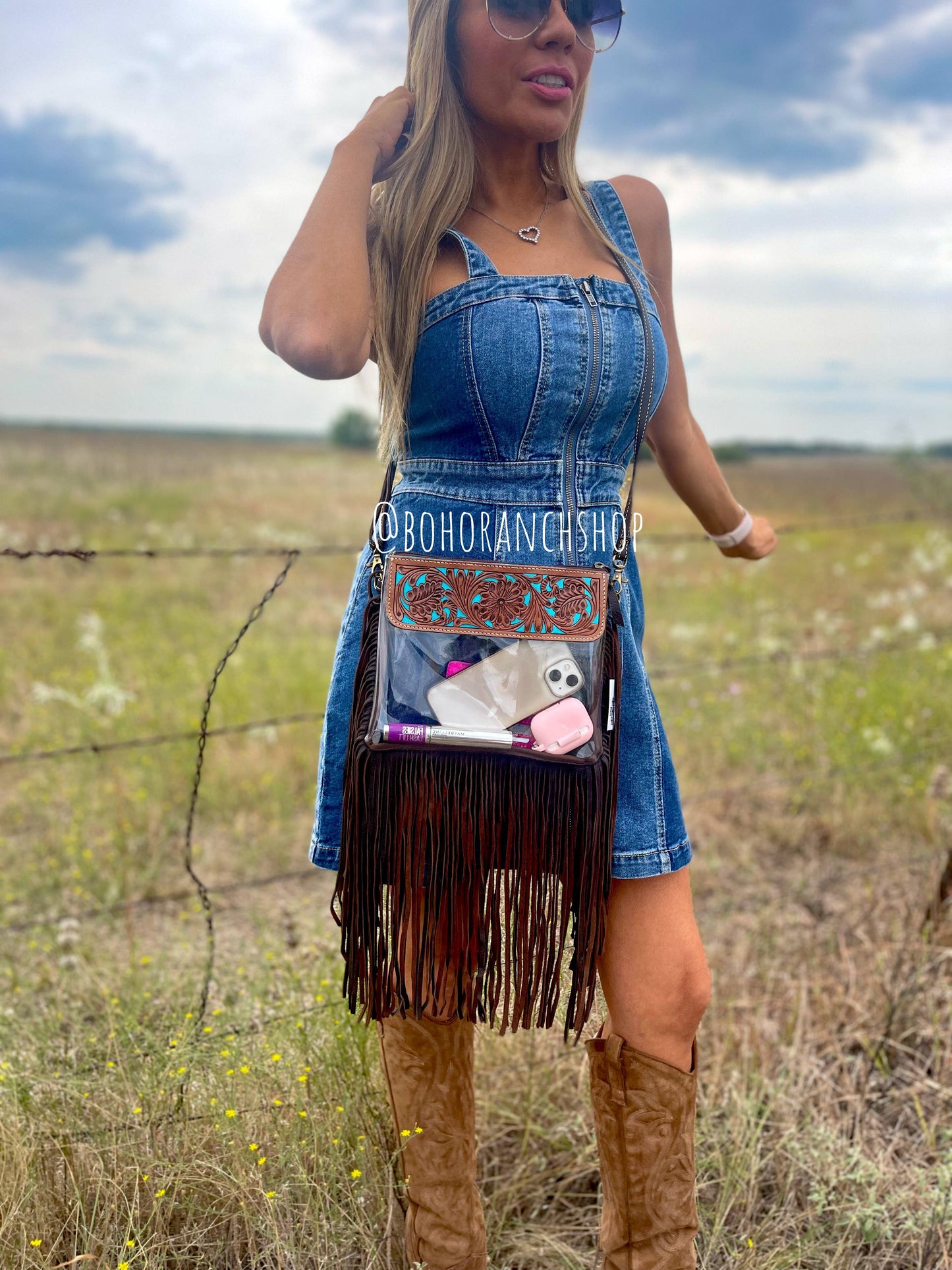 Western Clear Fringe Crossbody – Stylish & Stadium Approved