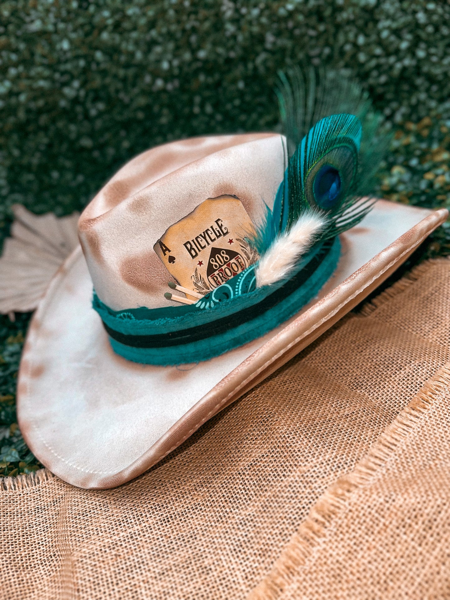 Redbird Exclusive "High Stakes & Wild Feathers" Vegan Suede Cowboy Hat