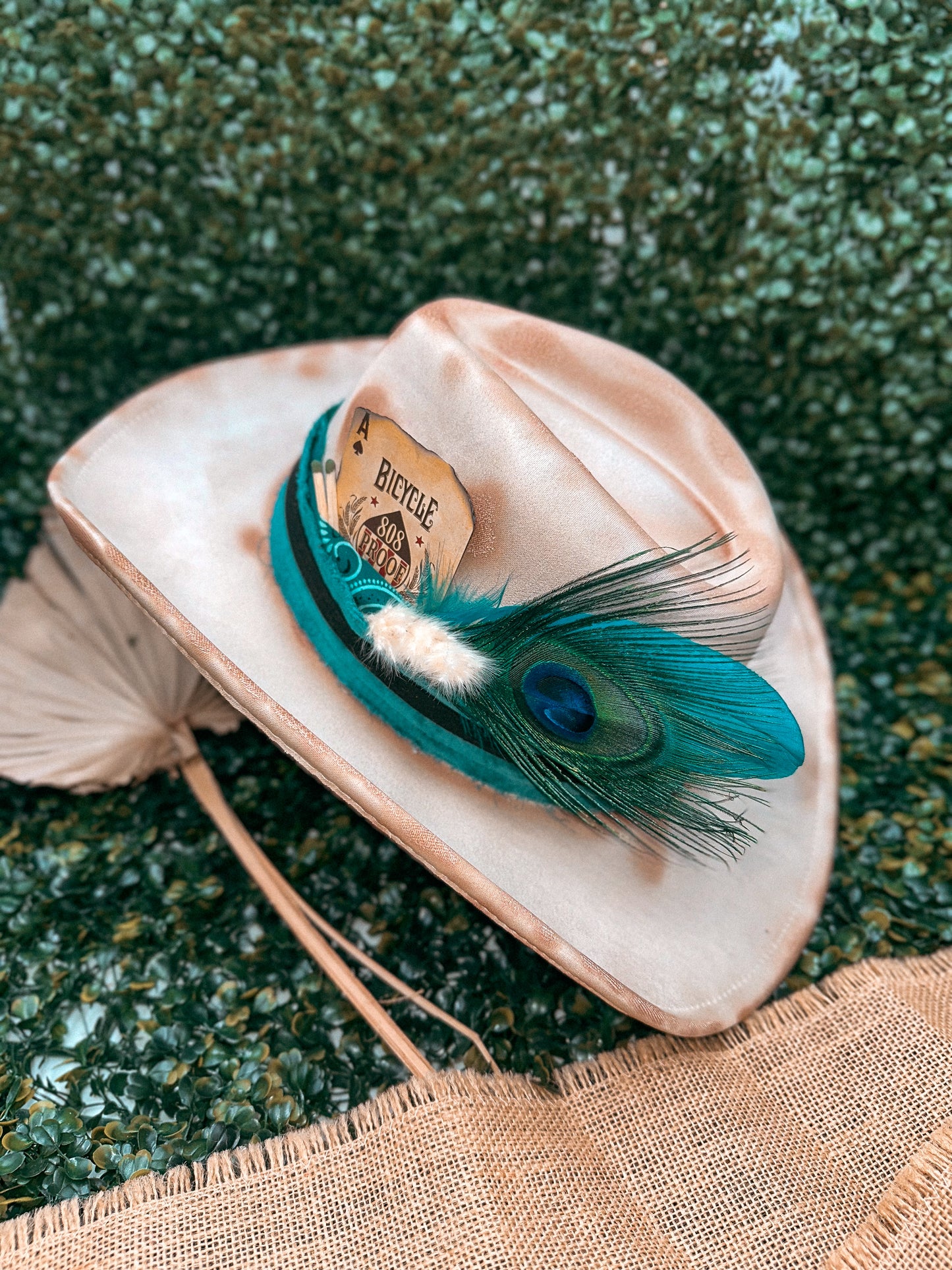 Redbird Exclusive "High Stakes & Wild Feathers" Vegan Suede Cowboy Hat
