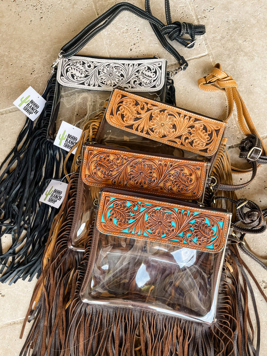 Western Clear Fringe Crossbody – Stylish & Stadium Approved